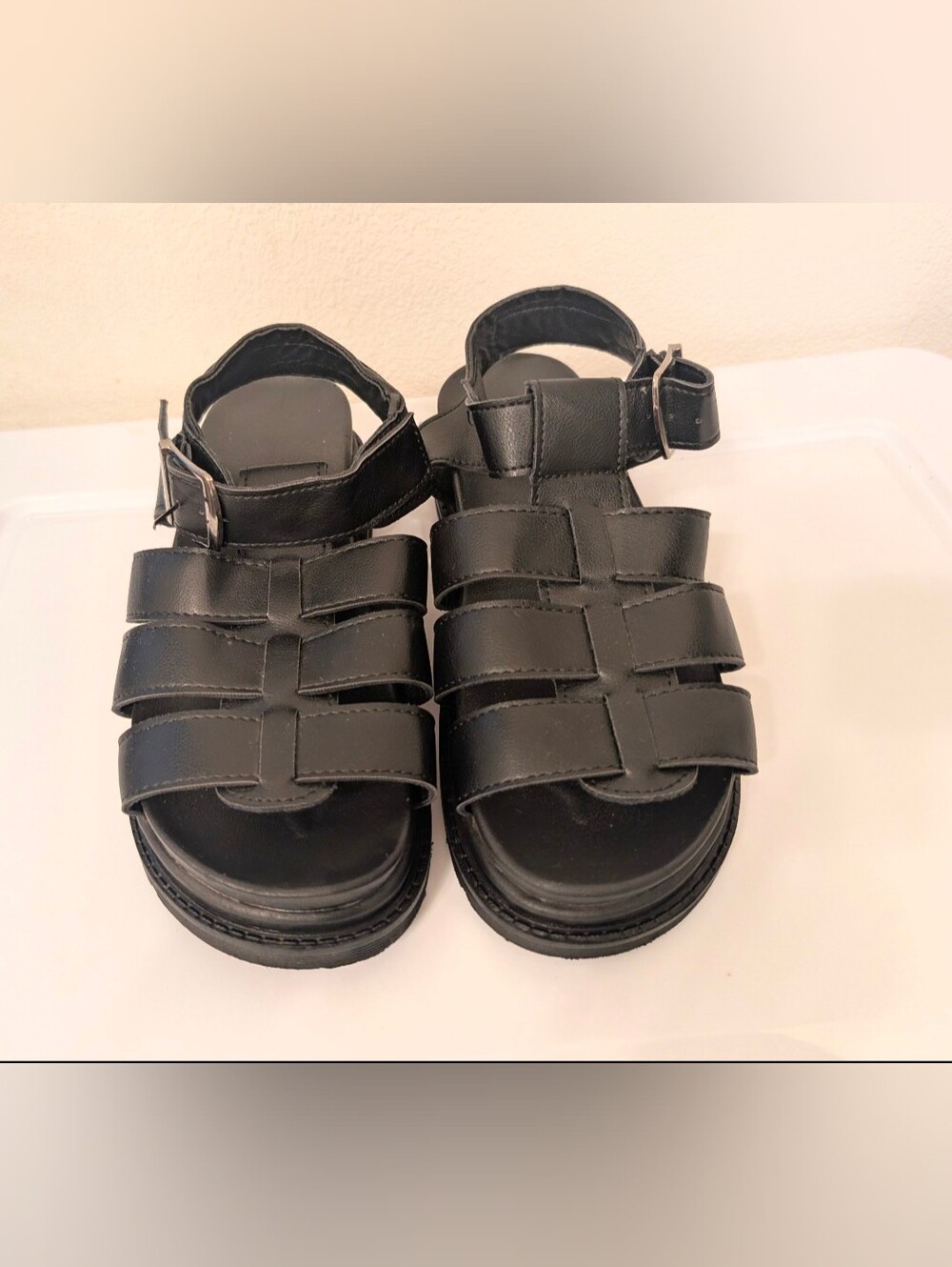 Y2K Chunky Black Platform Sandals | Women's Size 7.5